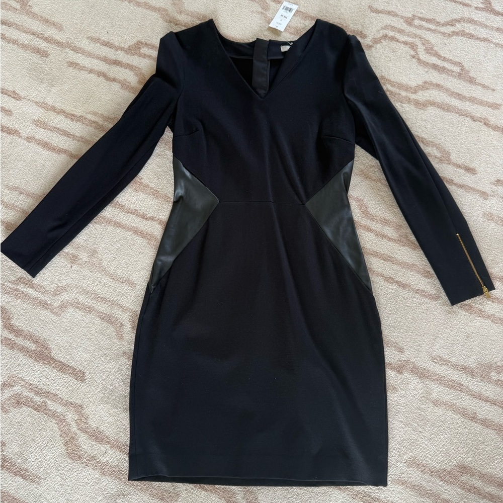 Banana Republic Black Cocktail Dress with Vegan Leather Accents